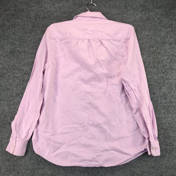Lands' End Womens Button Front Shirt Purple 10 Cotton Long Sleeve Regular Fit - Picture 5 of 12